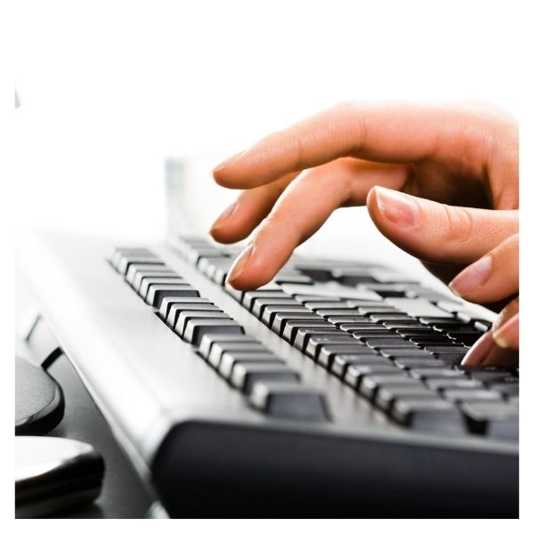 typing on computer keyboard